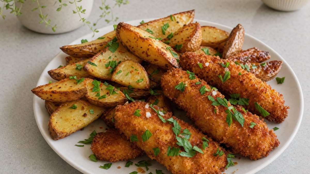 Air Fryer Crispy Fish Goujons & Chips
